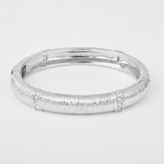 Brushed Stripe thin Silver Bangle