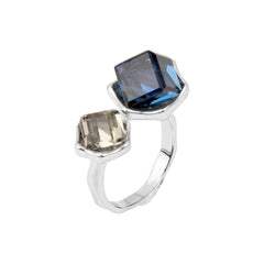 Adjustable Cube shaped cubic zirconia ring