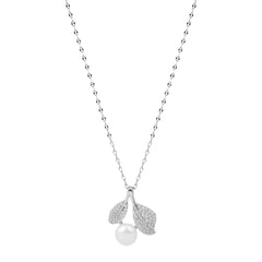 Leaf & Pearl Pendant Necklace