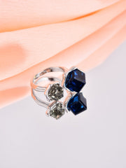 Adjustable Cube shaped cubic zirconia ring