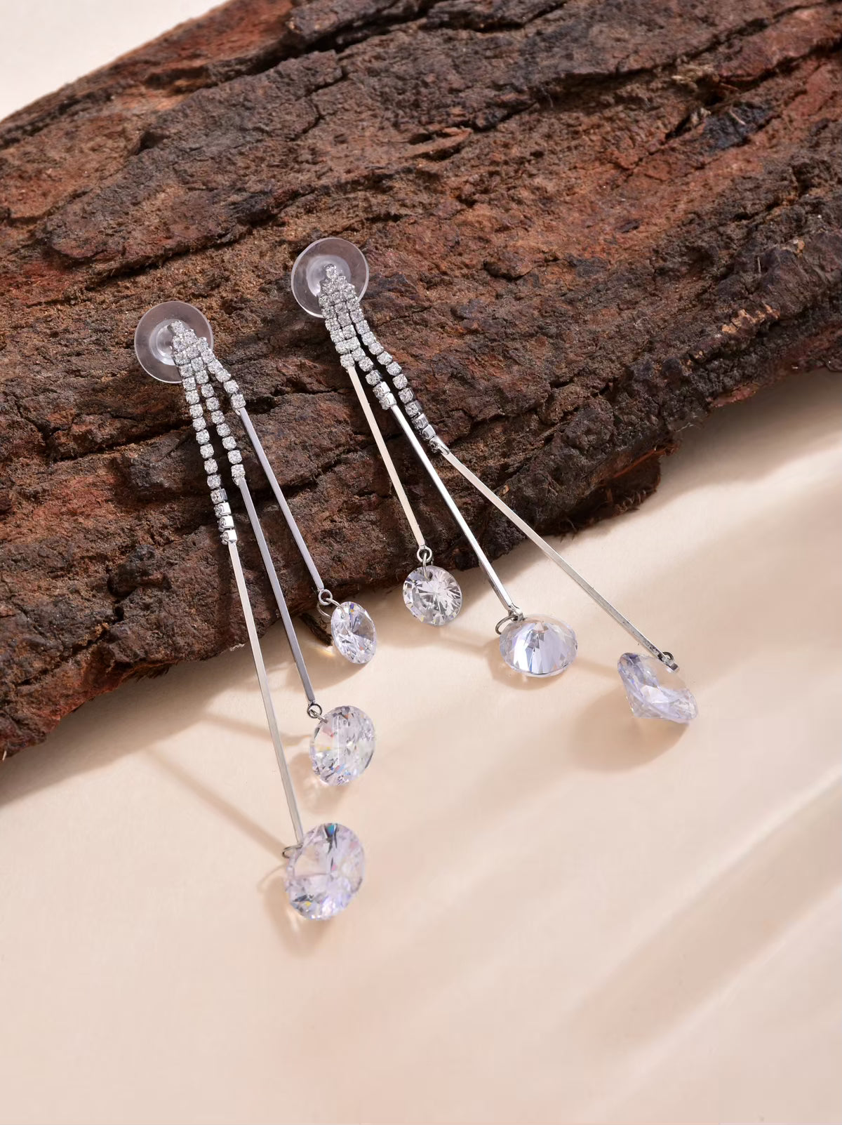 Contemporary Silver Drop Earring