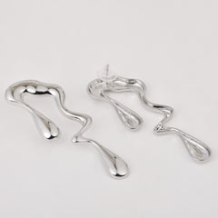 Irregular Glossy Trendy Dangle Earring in Silver