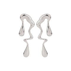 Irregular Glossy Trendy Dangle Earring in Silver