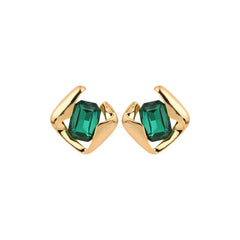 Green stone Square Stud Earring