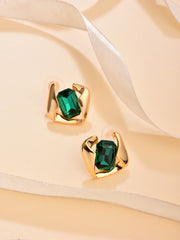 Green stone Square Stud Earring