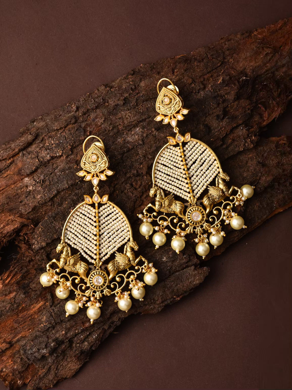 Golden Pearl Dangling Earring