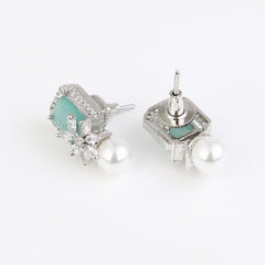 Mint Green Pearl  Stud Earring