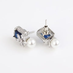 Sapphire Blue Pear  Stud Earring