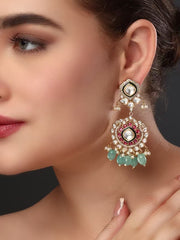 Silver Foil Kundan Drop Earring