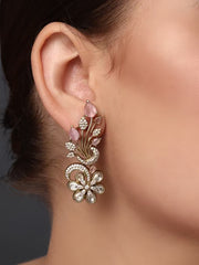 Pink Floral Charm Kundan Earring