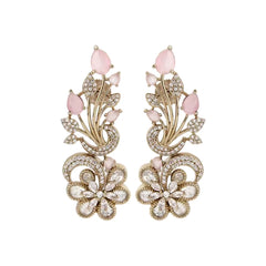 Pink Floral Charm Kundan Earring