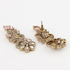 Pink Floral Charm Kundan Earring