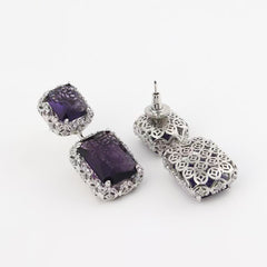 Sparky Purple Rhinestone Halo Earrings