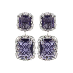 Sparky Purple Rhinestone Halo Earrings